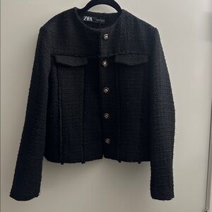 Zara Elegant Black Textured Jacket